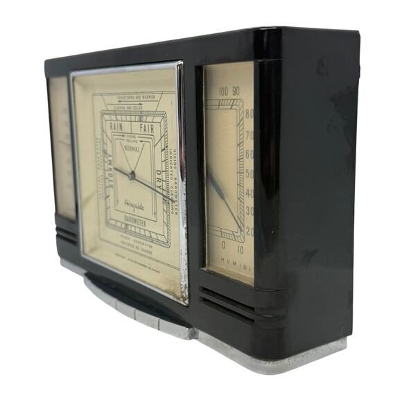 1940’s Art Deco Style Weather Station Black Bakelite Cabinet Fee and Stemwedel - Picture 5 of 15